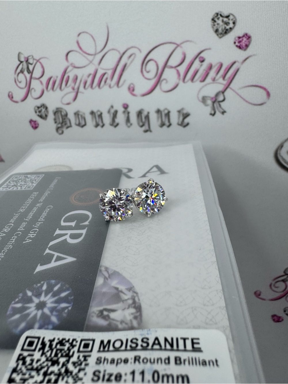 Earrings 5 carat studs custom with screw on backing Babydoll Bling Boutique